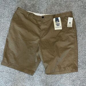 New Dockers Water Less Flat Front Security Pockey Khaki Chino Cotton Shorts 44